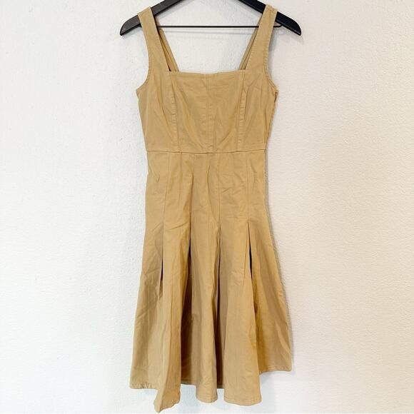 J. Crew Pleated A-line Chino Dress Honey Brown‎ Size 0 - Picture 4 of 10